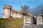 Castello di Montebello with defensive walls and towers, Bellinzona, Switzerland 